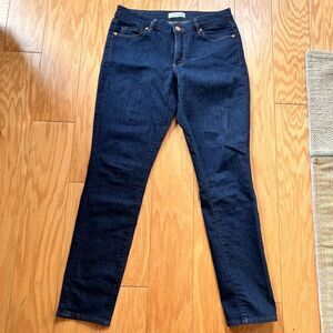 LOFT Mid Rise Skinny Jeans in Dark Indigo Wash